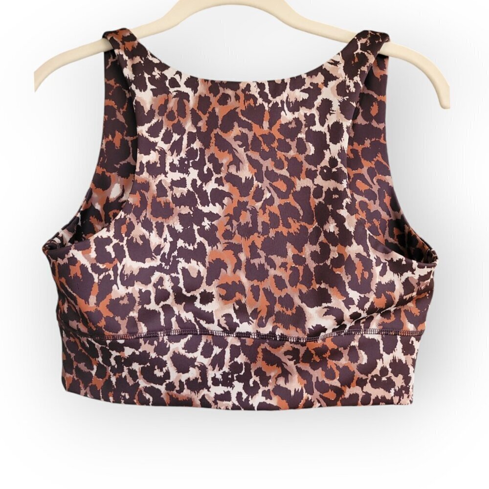 Veronica Beard Brown Leopard Print Sports Bra Small Sleeveless Gym Yoga Top - Picture 3 of 7